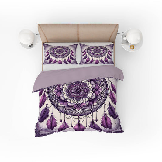 Indian Bohemian Dream Catcher Mandala Quilt Cover Set Purple Ombre
