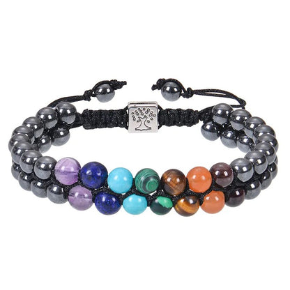 Natural Gemstone 7 Chakra Stone Bead Yoga Meditation Bracelet - Adore India   