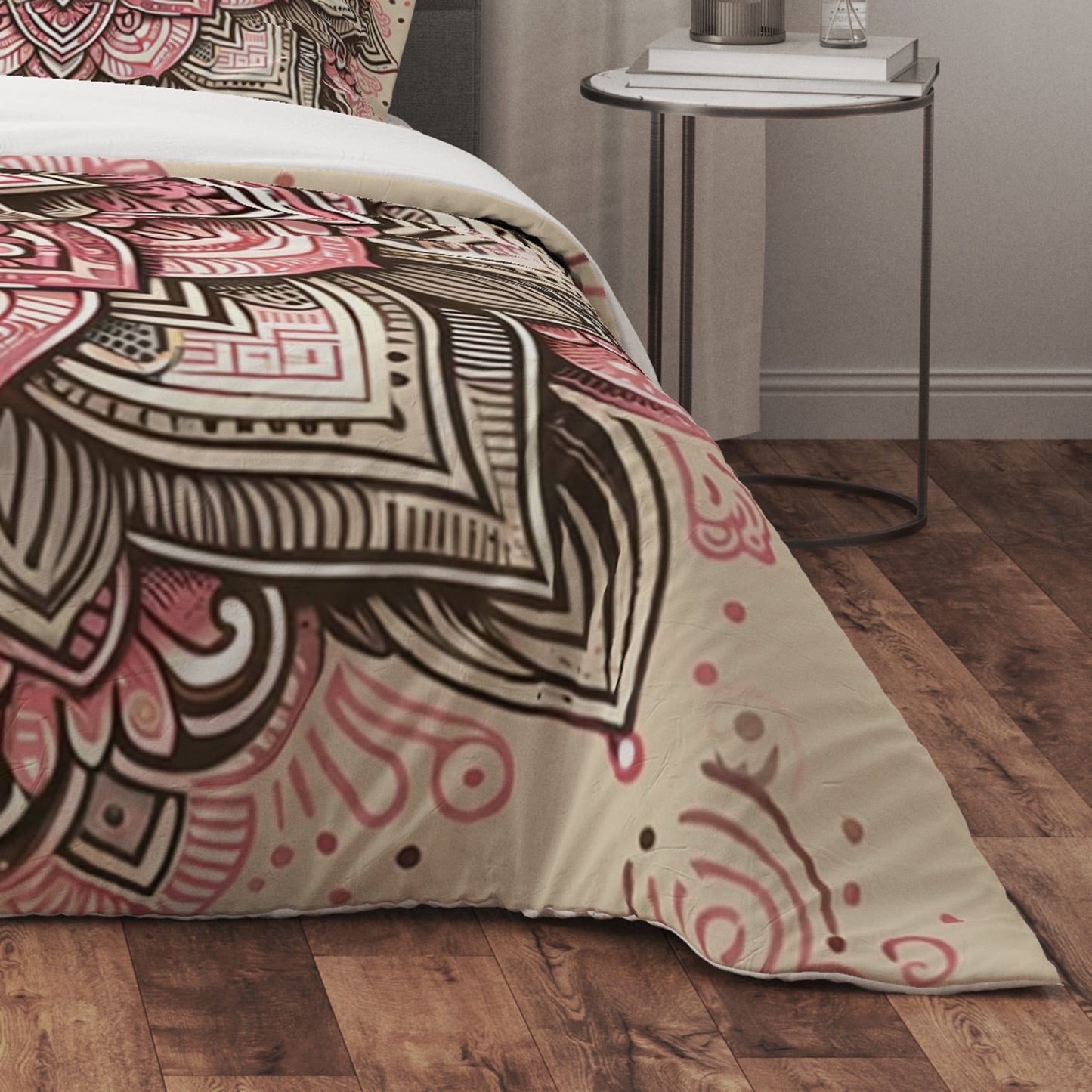 Bohemian Blush Indian Mandala Reversible Quilt Cover Duvet Cover Set - Adore India   