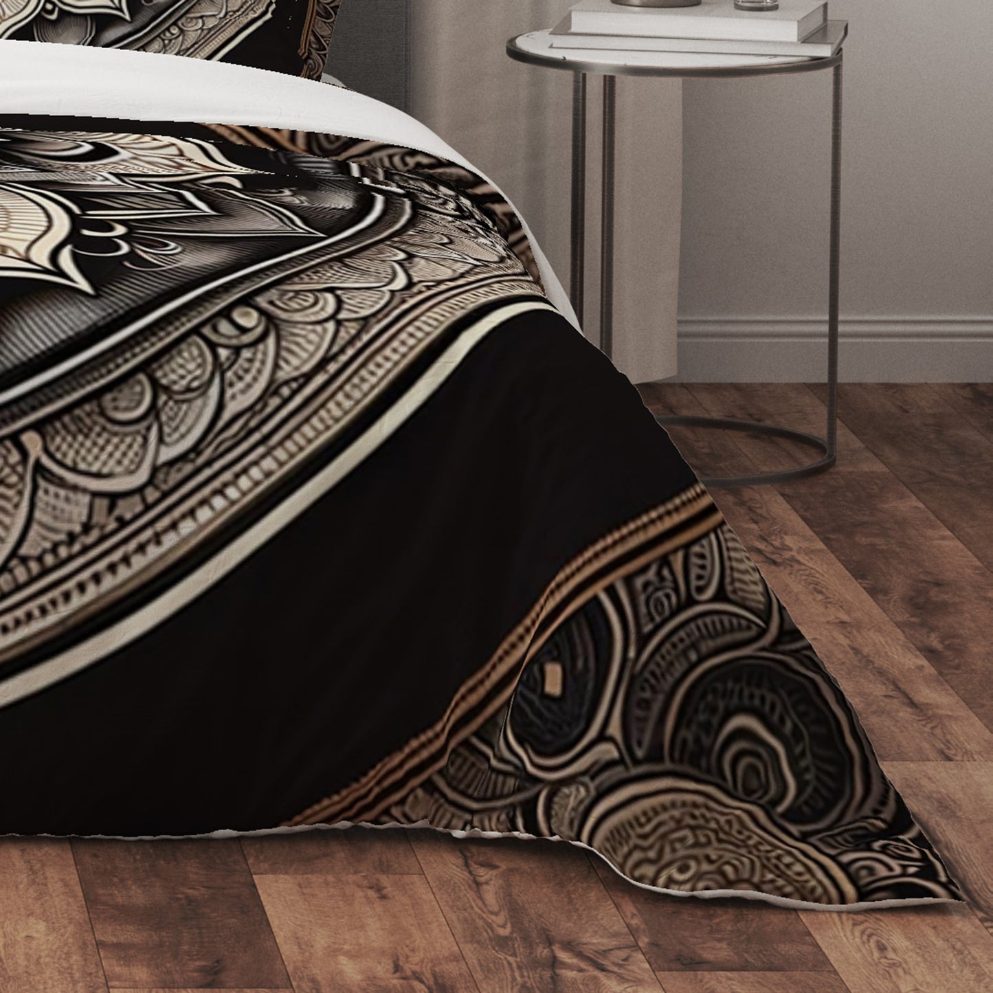 Bohemian Clouded Raven Indian Mandala Reversible Quilt Cover Duvet Cover Set - Adore India   