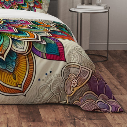 Bohemian Colourful Joy Indian Mandala Reversible Quilt Cover Duvet Cover Set - Adore India   