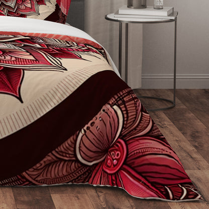 Bohemian Flaming Red Indian Mandala Reversible Quilt Cover Duvet Cover Set - Adore India   