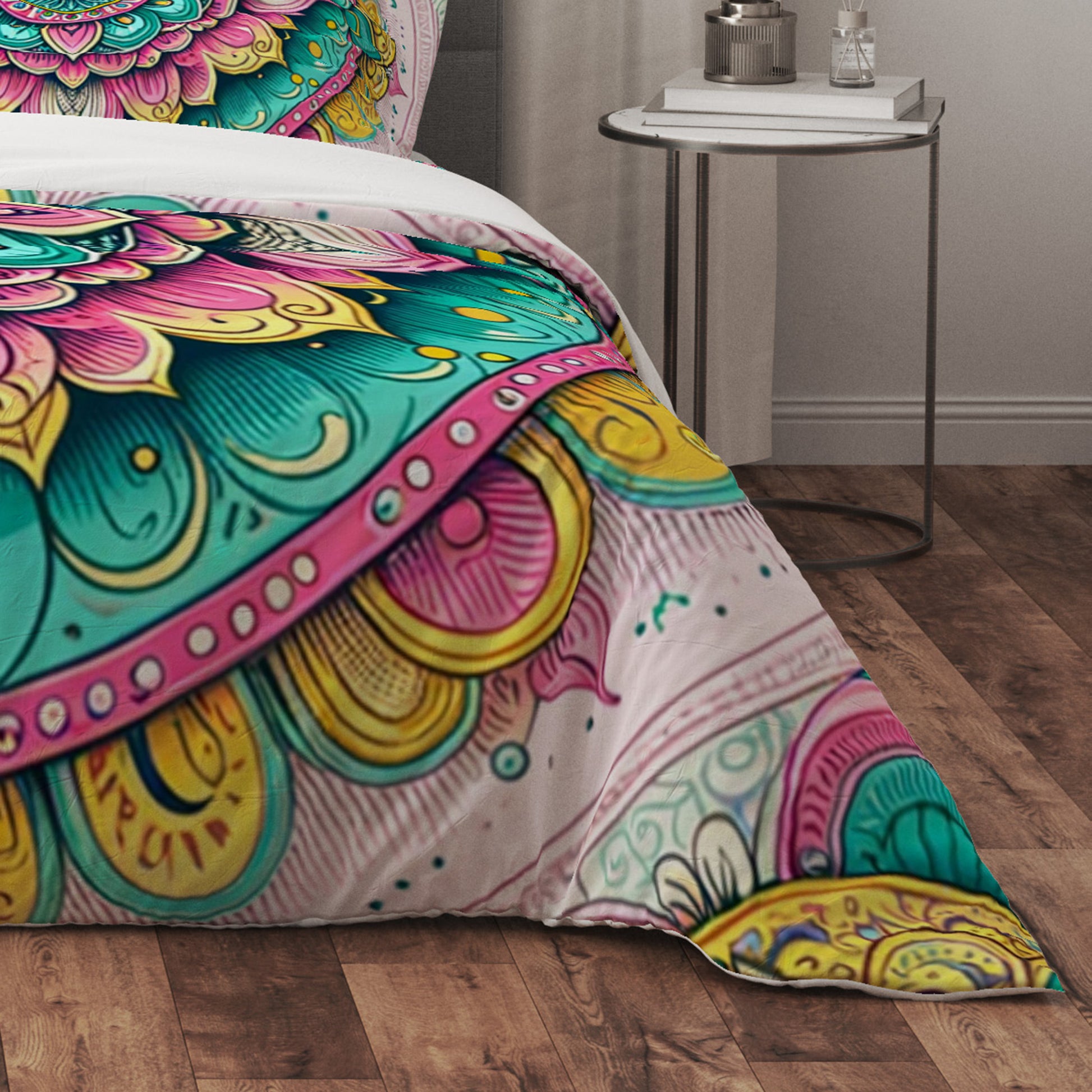 Bohemian Beautiful Sunshine Indian Mandala Reversible Quilt Cover Duvet Cover Set - Adore India   