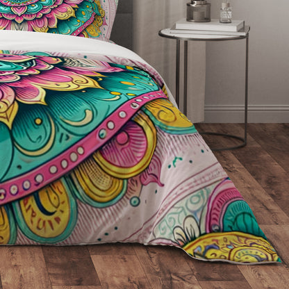 Bohemian Beautiful Sunshine Indian Mandala Reversible Quilt Cover Duvet Cover Set - Adore India   