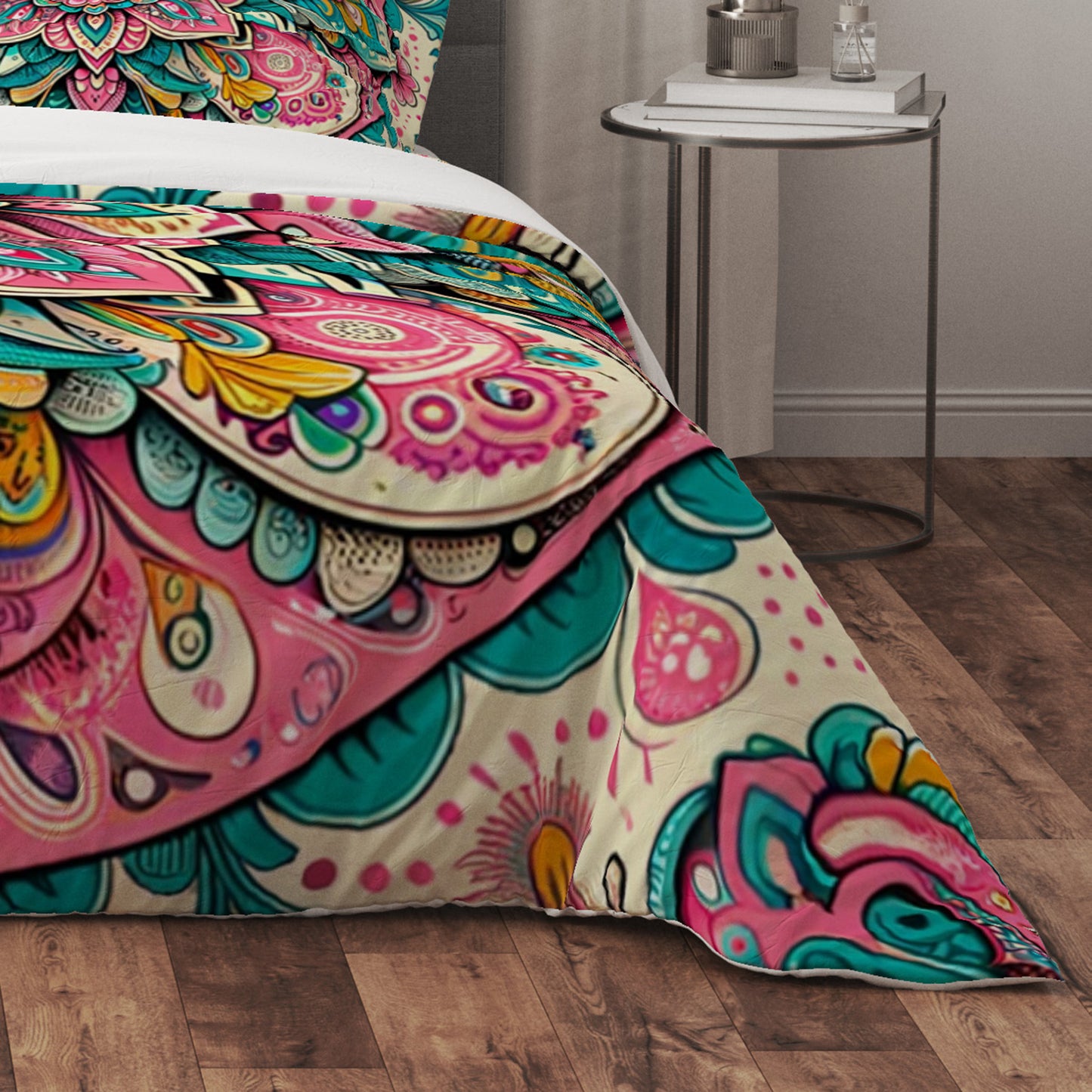 Bohemian Bloom Catch Indian Mandala Reversible Quilt Cover Duvet Cover Set - Adore India   