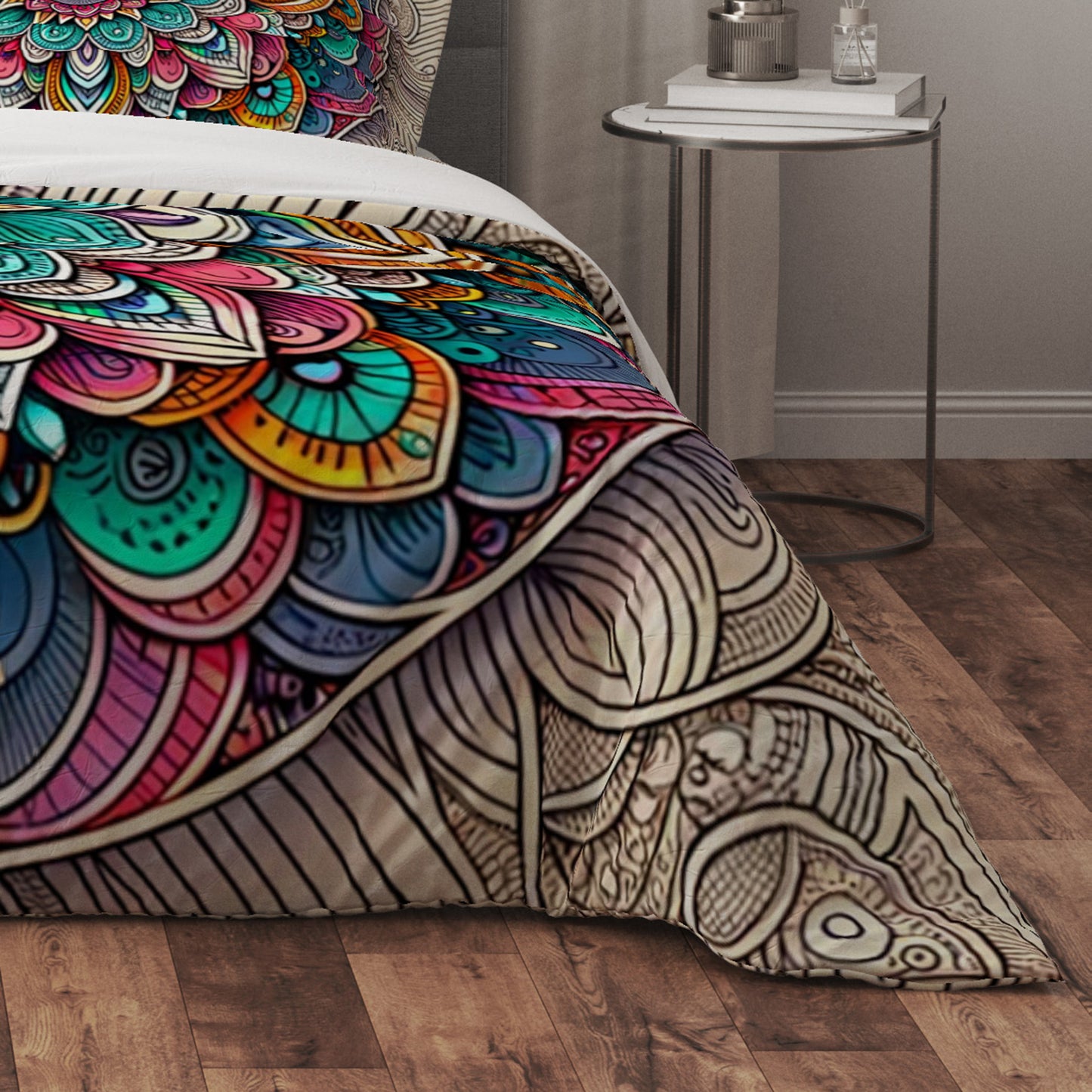 Bohemian Flourish Indian Mandala Reversible Quilt Cover Duvet Cover Set - Adore India   