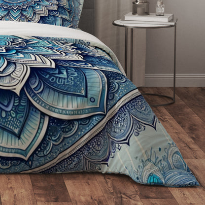 Bohemian Great Blue Indian Mandala Reversible Quilt Cover Duvet Cover Set - Adore India   