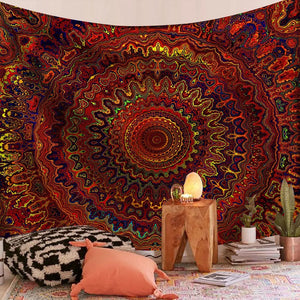 Indian Mandala Tapestry Red Infinity Psychedelic Wall Hanging Boho Decor