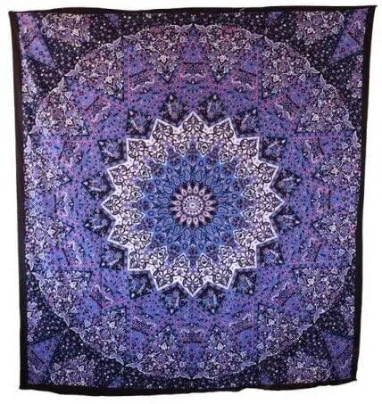 Indian Mandala Tapestry GL Star Purple Psychedelic Wall Hanging Boho Decor - Adore India   