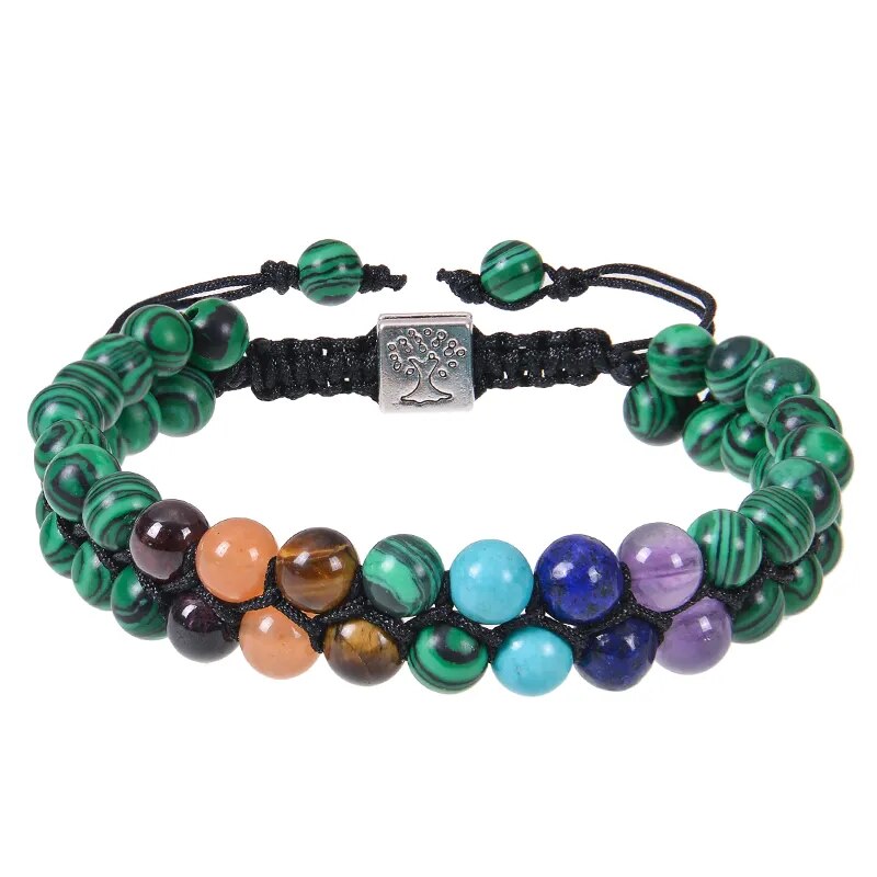 Natural Gemstone 7 Chakra Stone Bead Yoga Meditation Bracelet - Adore India   