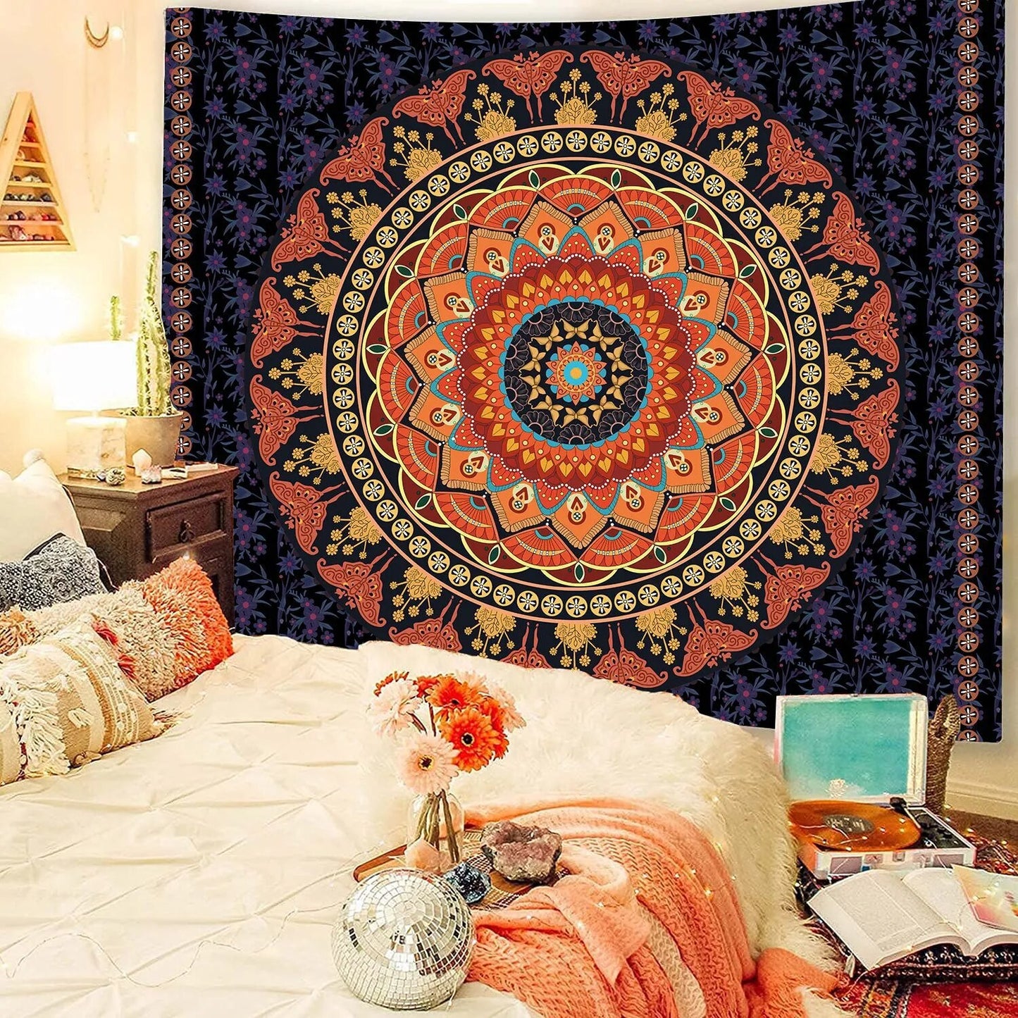 Indian Mandala Tapestry Psychedelic Summer Red Wall Hanging Boho Decor - Adore India   