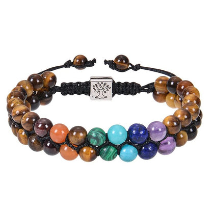 Natural Gemstone 7 Chakra Stone Bead Yoga Meditation Bracelet - Adore India   