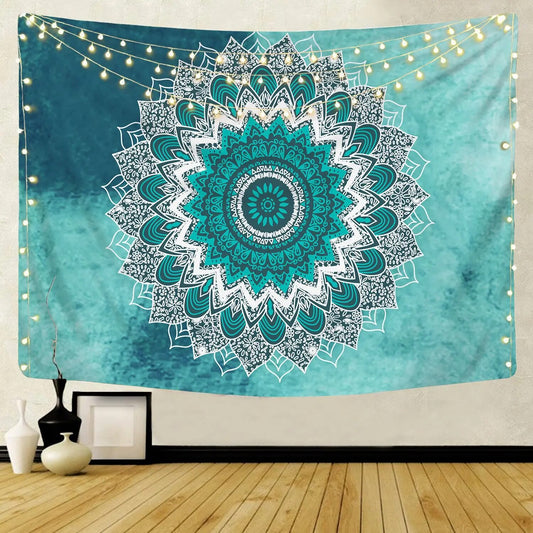 Indian Mandala Tapestry Psychedelic Passion Turquoise Wall Hanging Boho Decor - Adore India   