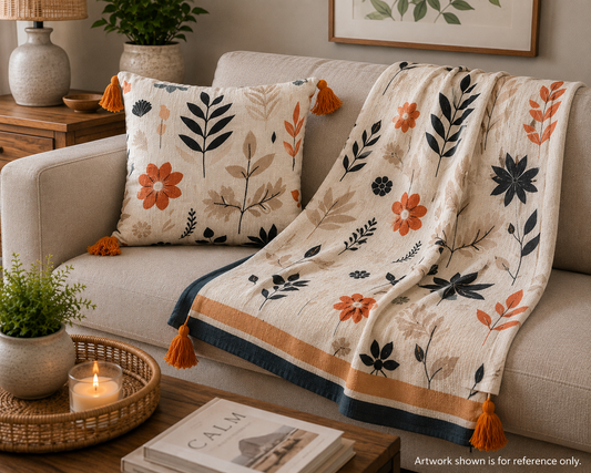 Scandinavian Embroidered Cotton Bedding Cushion Throw