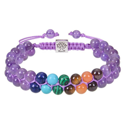 Natural Gemstone 7 Chakra Stone Bead Yoga Meditation Bracelet - Adore India   