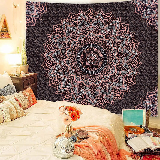 Indian Mandala Tapestry Psychedelic Passion Rose Gold Wall Hanging Boho Decor - Adore India   