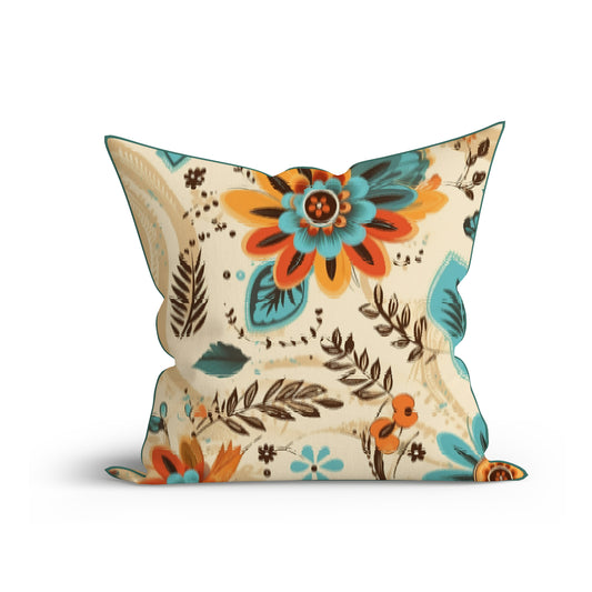 Bohemian Floral Harmony Printed Sofa Cushion Cover Set with Piping- Ador India