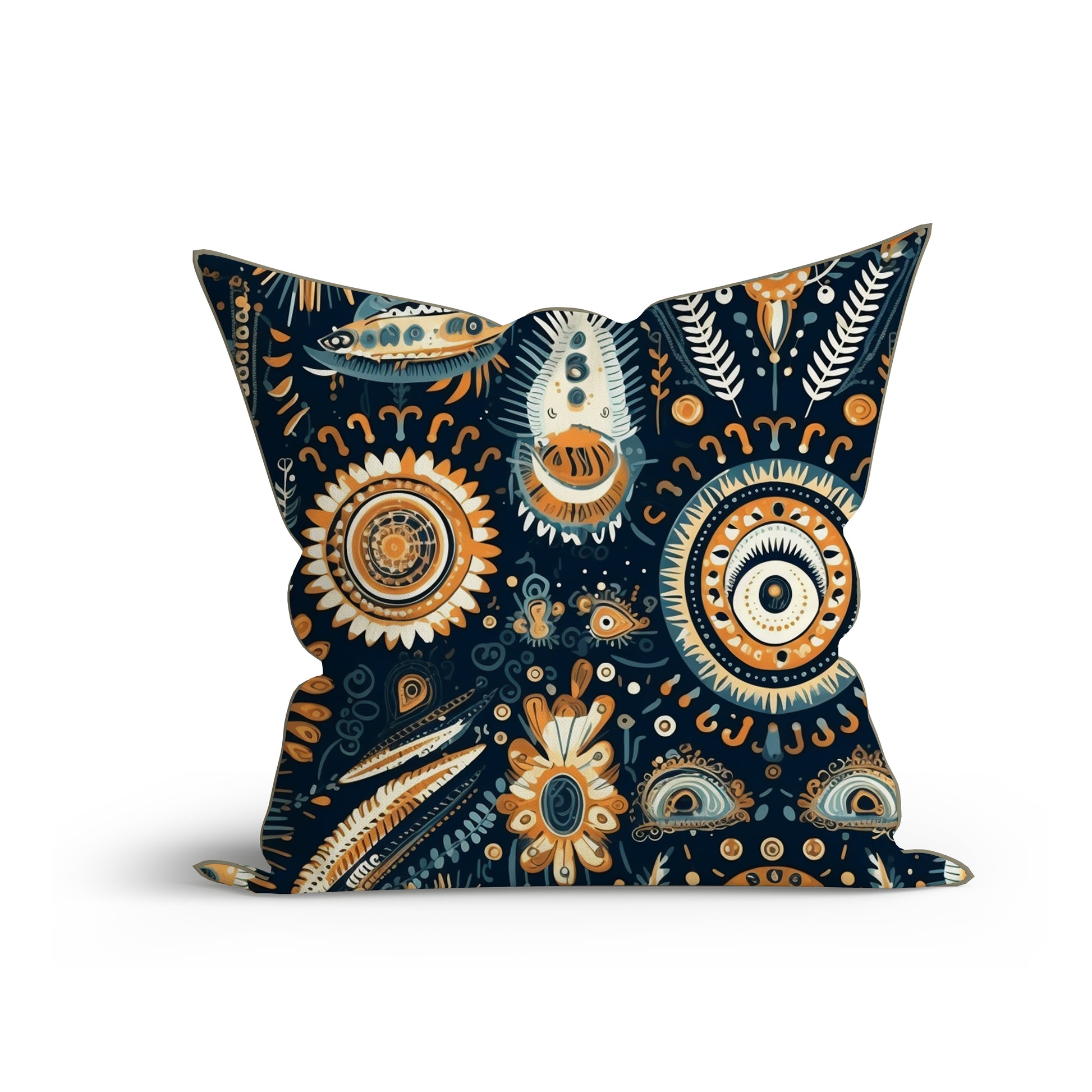Bohemian Mystic Eye Aura Printed Sofa Cushion Cover Set with Piping- Ador India
