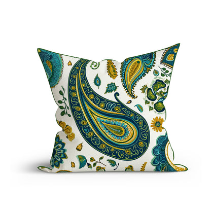 Bohemian Paisley Dream Printed Sofa Cushion Cover Set with Piping - Adore India