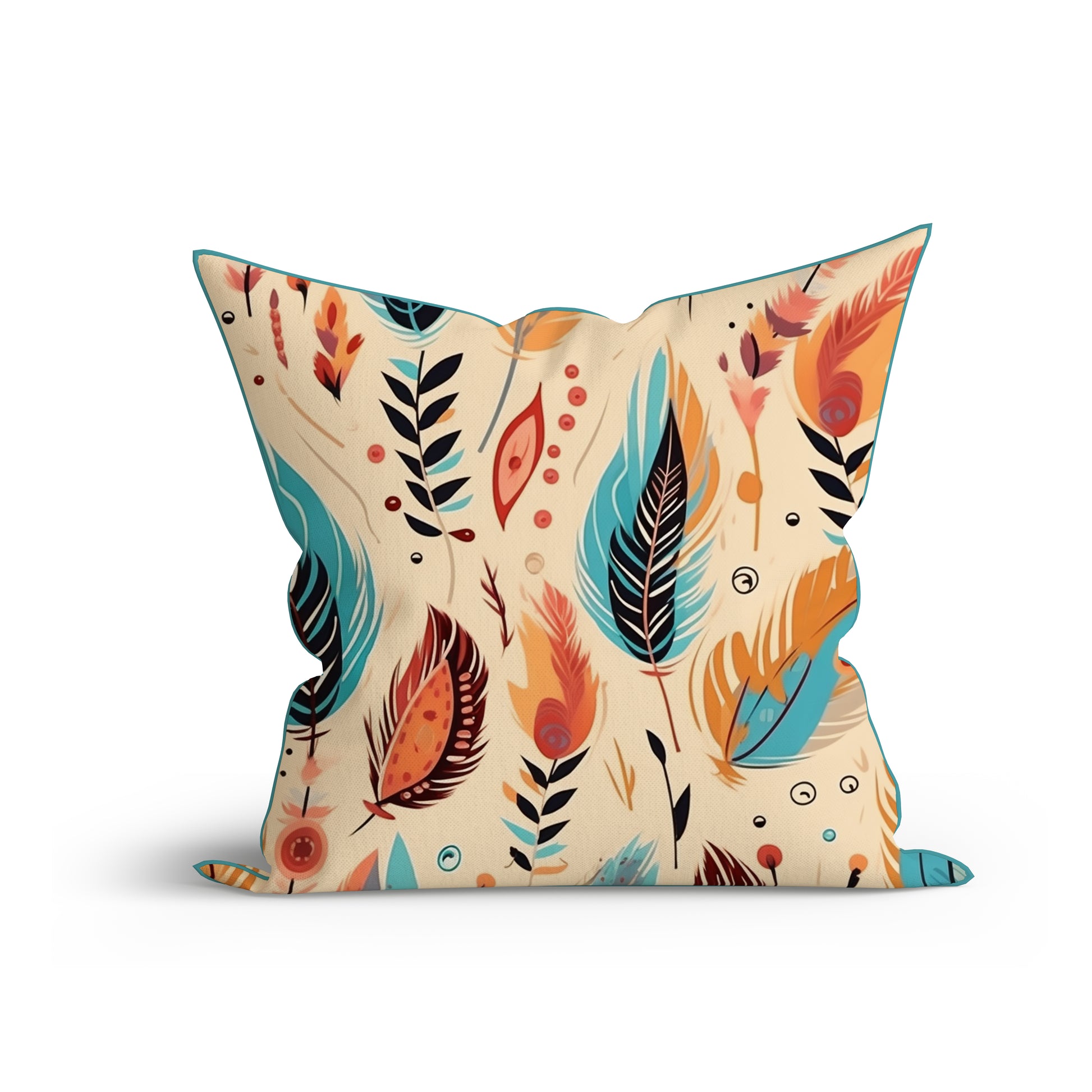 Bohemian Serene Leaf Harmony Printed Sofa Cushion Cover Set with Piping- Adore India
