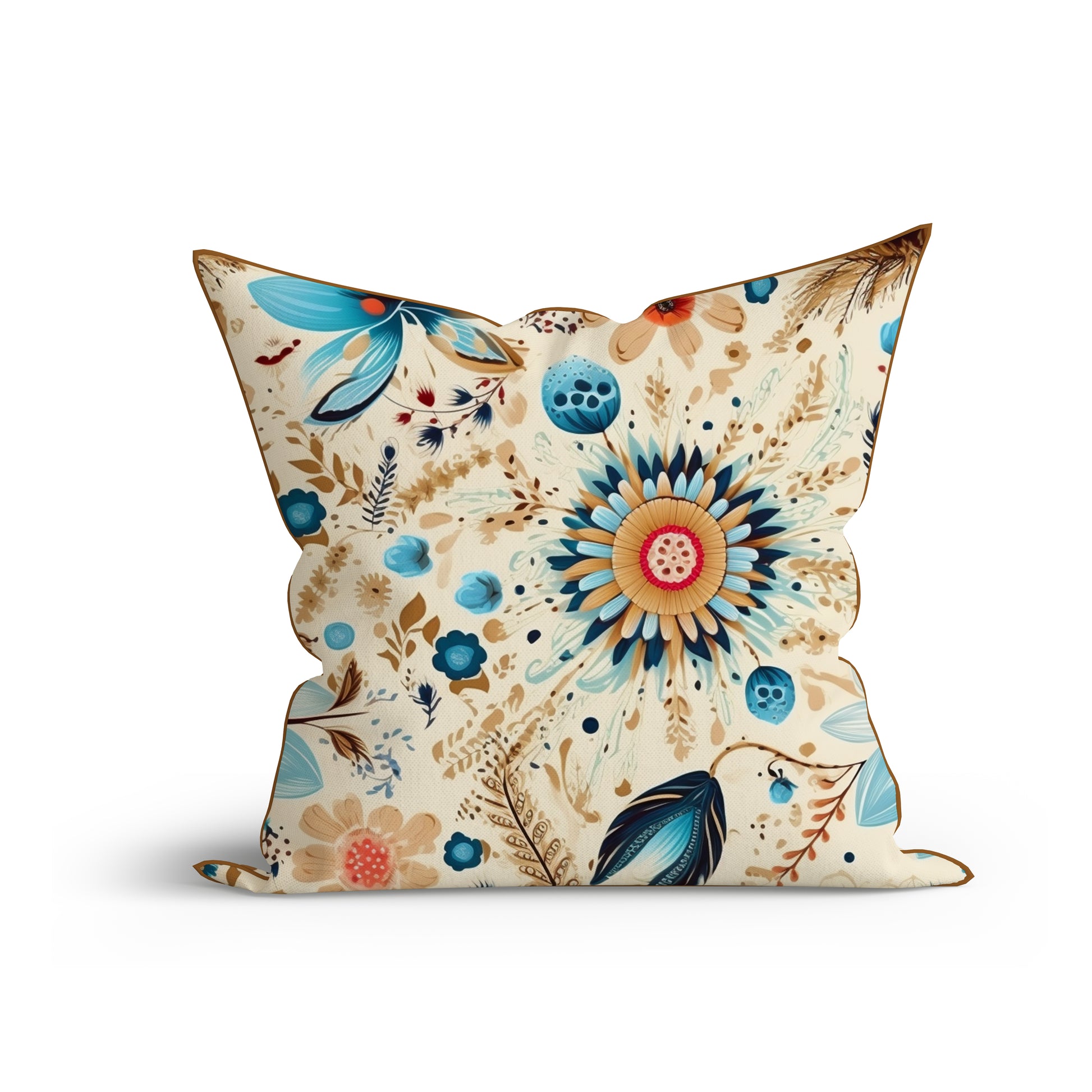 Bohemian Sunset Bloom Printed Sofa Cushion Cover Set with Piping - Ador India