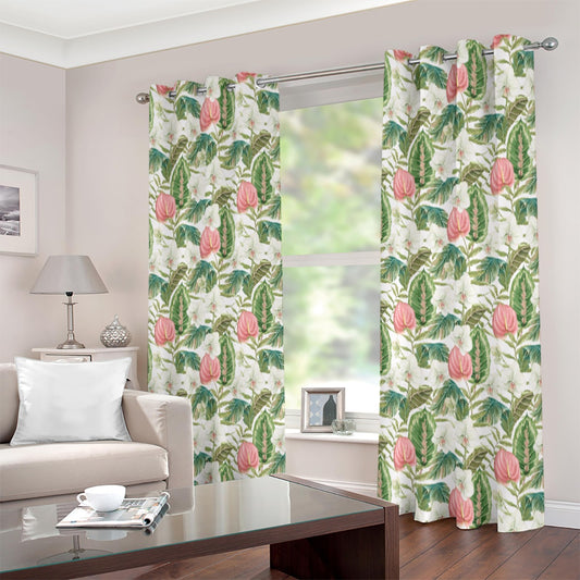 Topical Floral Printed Bohemian Style Eyelet Curtain
