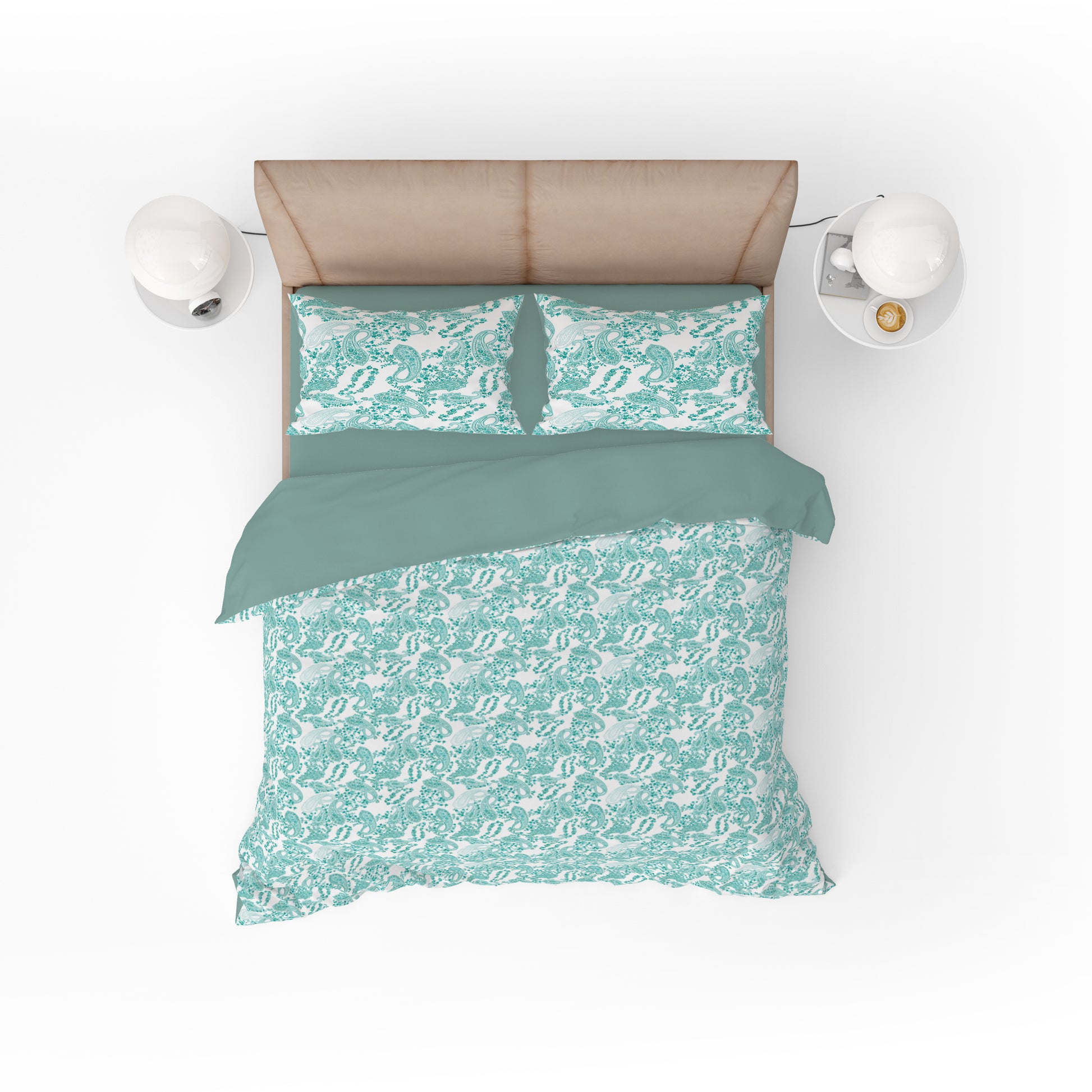 Turquoise Paisley - Elegance Meets Drama for a Chic Bedroom Upgrade King Size - Adore India   