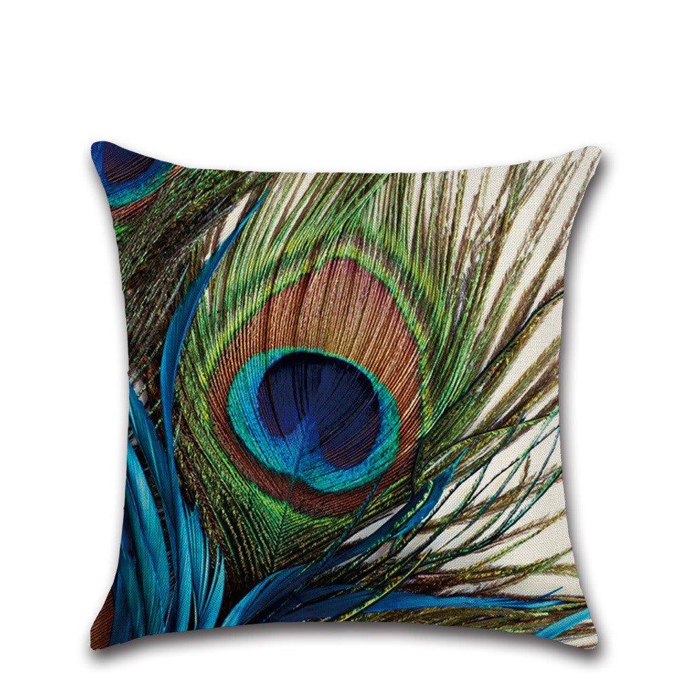 Peacock Printed Throw Pillow Case Cushion Cover