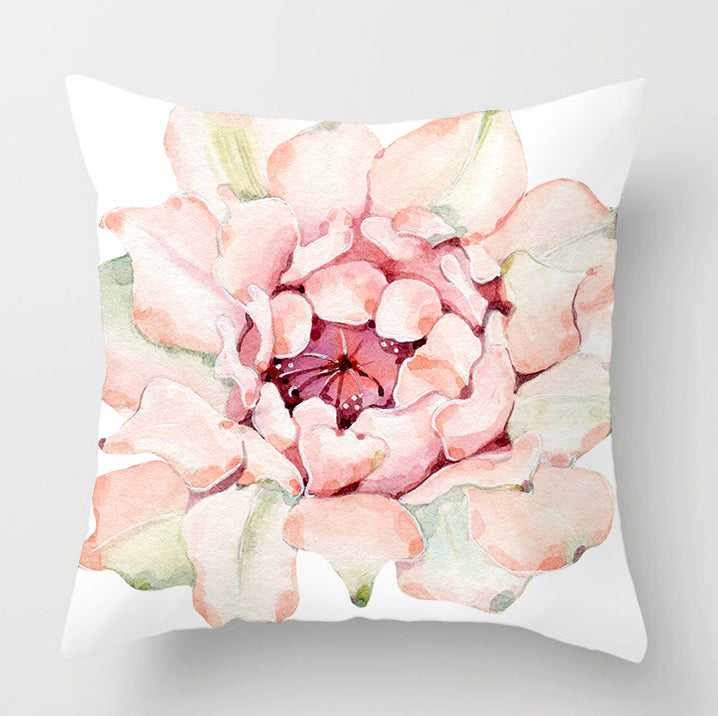 Watercolour Modern Flowers Green Cushion Cover