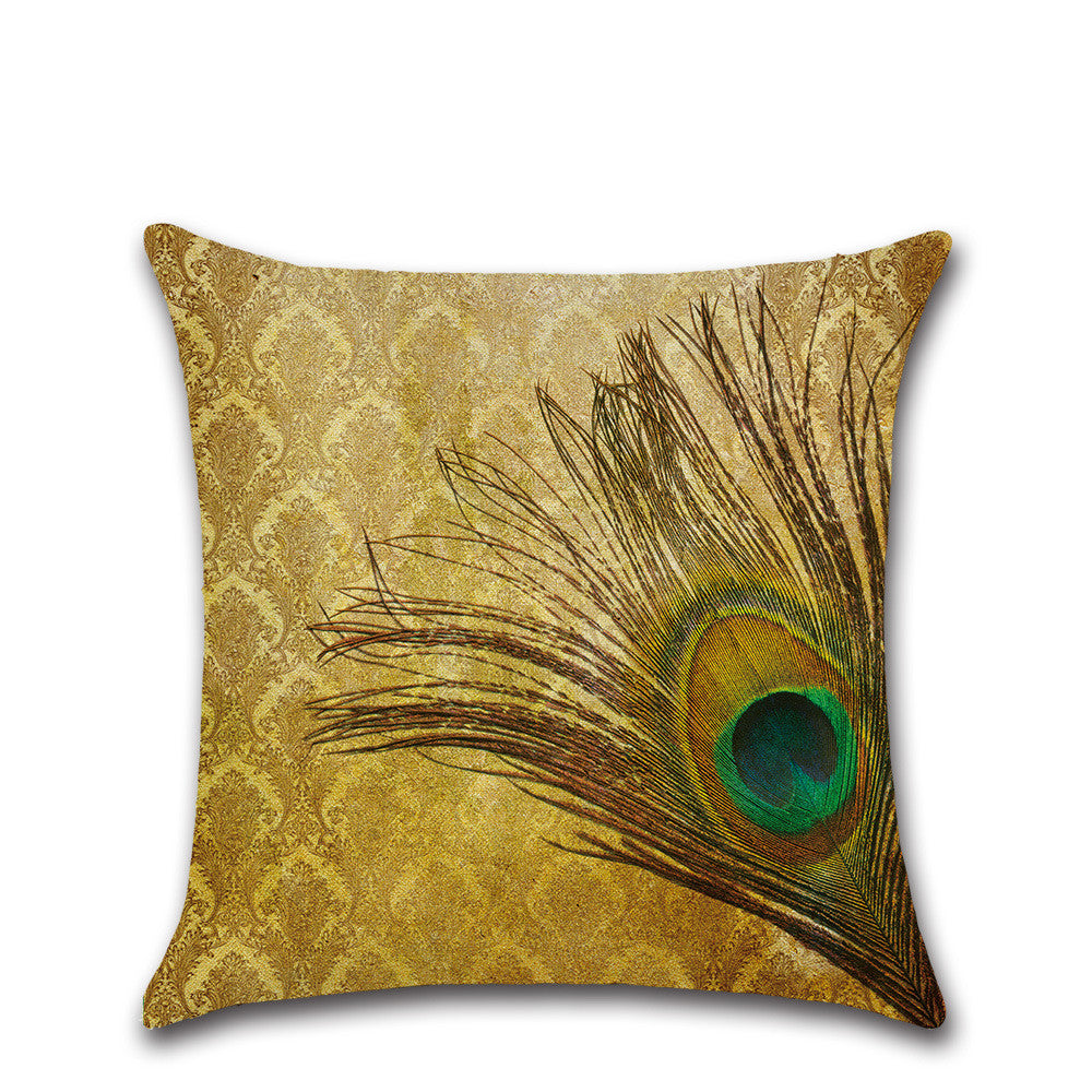 Peacock Printed Throw Pillow Case Cushion Cover