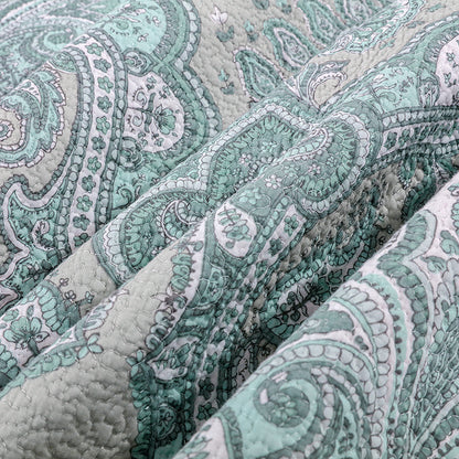 Bohemian Royal Mint Cotton 3 Piece Bedspread Embroidery Bedding Set