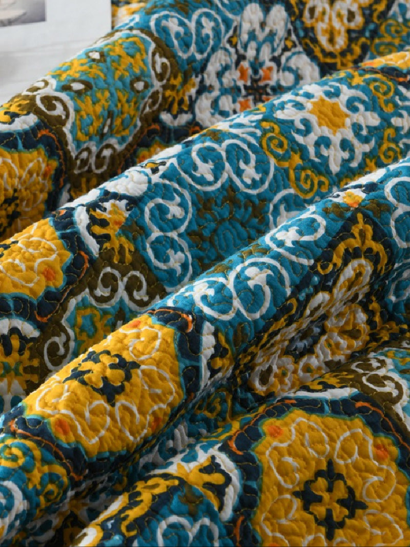 Bohemian Mosaic Cotton 3 Piece Bedspread Embroidery Bedding Set