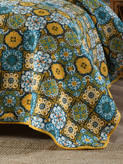 Bohemian Mosaic Cotton 3 Piece Bedspread Embroidery Bedding Set