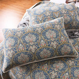 Bohemian Royal Blue Cotton 3 Piece Bedspread Embroidery Bedding Set