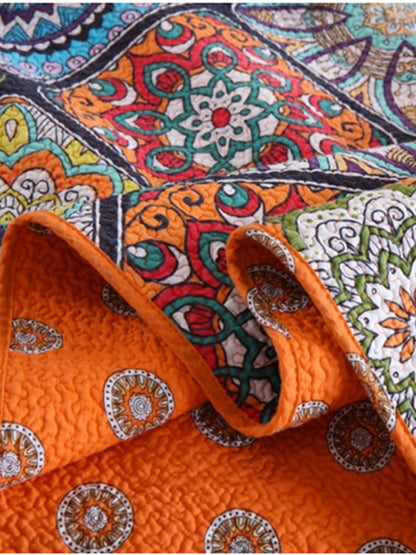 Bohemian Mandala Chakra Cotton 3 Piece Bedspread Embroidery Bedding Set