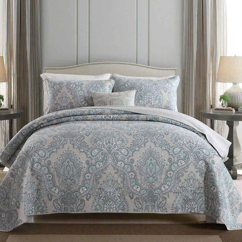 Bohemian Royal Beige Cotton 3 Piece Bedspread Embroidery Bedding Set