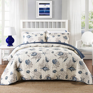 Abstract Floral Cotton 3 Piece Bedspread Bedding Set Light Weight Quilt