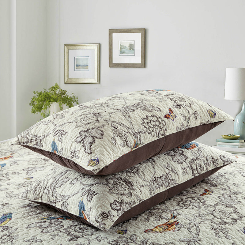 Bird Printed Cotton 3 Piece Bedspread Bedding Set