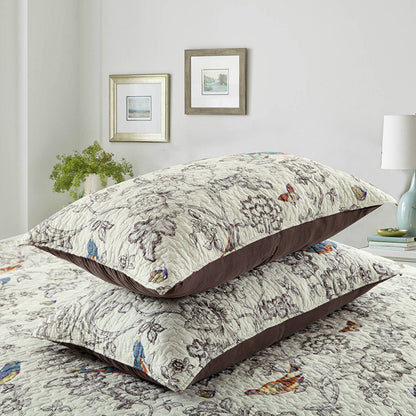 Bird Printed Cotton 3 Piece Bedspread Bedding Set - Adore India   