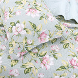 Sage Floral Cotton 3 Piece Bedspread Bedding Set Light Weight Quilt