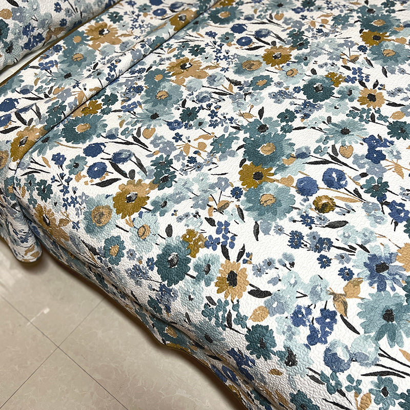 Aqua Yellow Floral Printed Cotton 3 Piece Bedspread Bedding Set - Adore India   