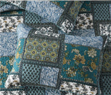 Teal Floral Patchwork Cotton 3 Piece Bedspread Bedding Set