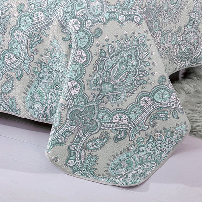 Bohemian Royal Mint Cotton 3 Piece Bedspread Embroidery Bedding Set