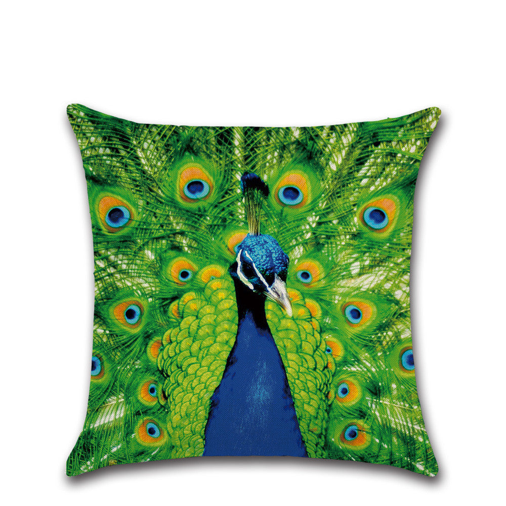 Peacock Printed Throw Pillow Case Cushion Cover