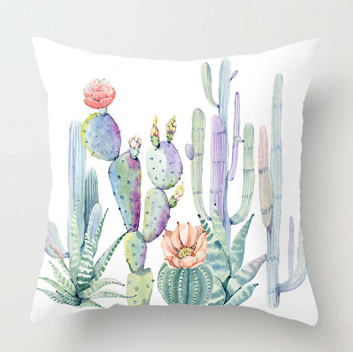 Watercolour Modern Flowers Green Cushion Cover