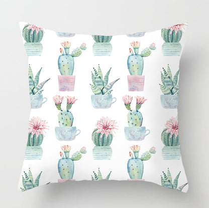 Watercolour Modern Flowers Green Cushion Cover