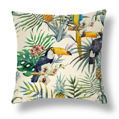Tropical Colourful Linen Throw Pillow Case Cushion Cover