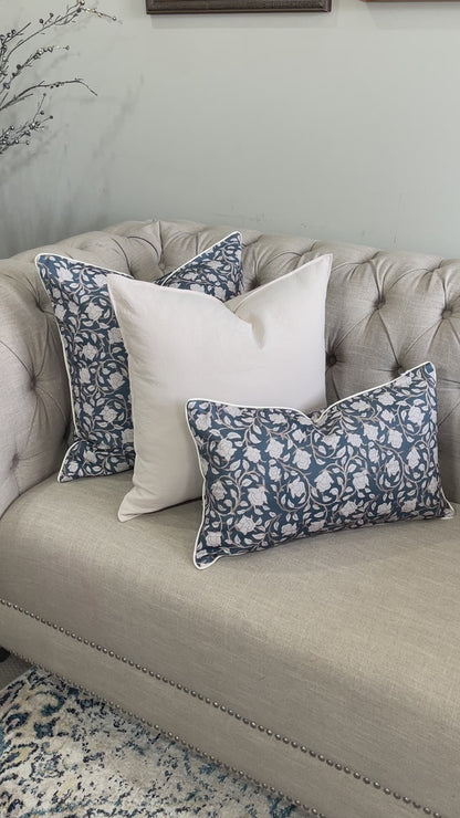 Luxurious Vintage Teal Floral 3 Pieces Cushion Lumbar Pillow Set