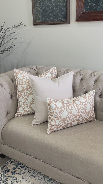 Vintage Brown White Floral 3 Pcs Cushion Lumbar Pillow Set