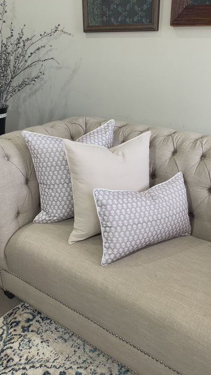 Vintage Grey White Booti 3 Pcs Cushion Lumbar Pillow Set